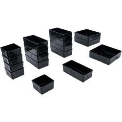 Casiers de rangement en plastique - pour servantes d'atelier - 17 pièces - 70x70x45 à 145x145x145 mm