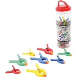 Mini limklämma set - ABS plast - 22 stycken - i rund låda - längd 65 till 90 mm - klämområde upp till 30 mm