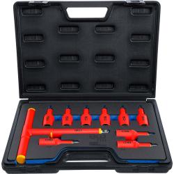 VDE bit fatningssæt - drev indvendig firkant 10 eller 12,5 mm - T-profil (til Torx) eller indvendig sekskant - 10 stk.