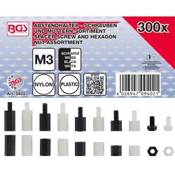 Assortimento di bulloni distanziatori e dadi esagonali - Nylon - 300 pezzi - In scatola di montaggio