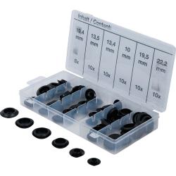 Assortimento di tappi in plastica - 58 pezzi - nero - Ø da 10,00 a 22,2 mm - in confezione assortita