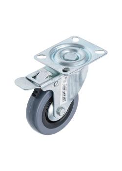 Swivel castor with brake - with screw-on base - wheel Ã˜ 75 mm - height 95 mm - load capacity 50 kg