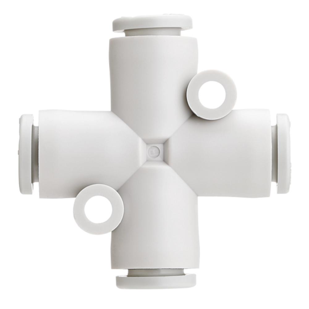 Cross connector KQ2TW - PBT/PP - Hose Ø 4 to 12 mm - Pack of 5 or 10 pieces - Price per piece