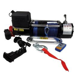 Professional winch - 12 V - load capacity up to 10,800 kg - 25 m synthetic rope