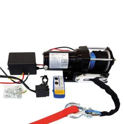 Professional winch - 12 V - pulling power up to 2,700 kg - 12 m synthetic rope