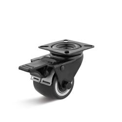 Mini heavy duty swivel castor - PU wheel - wheel Ã˜ 35 mm - height 52.8 mm - load capacity 100 kg - black