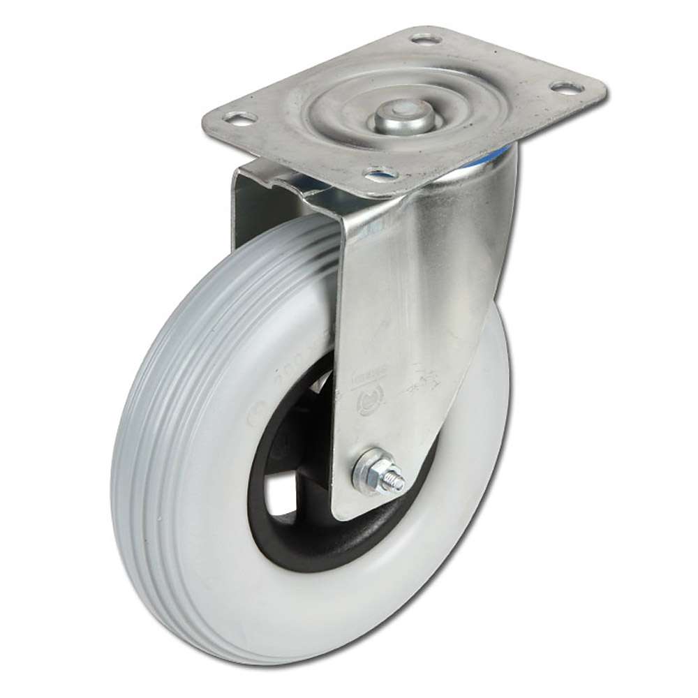 Castors - wheels KS - tread PU - ball bearings - slab - sheet steel housing - up