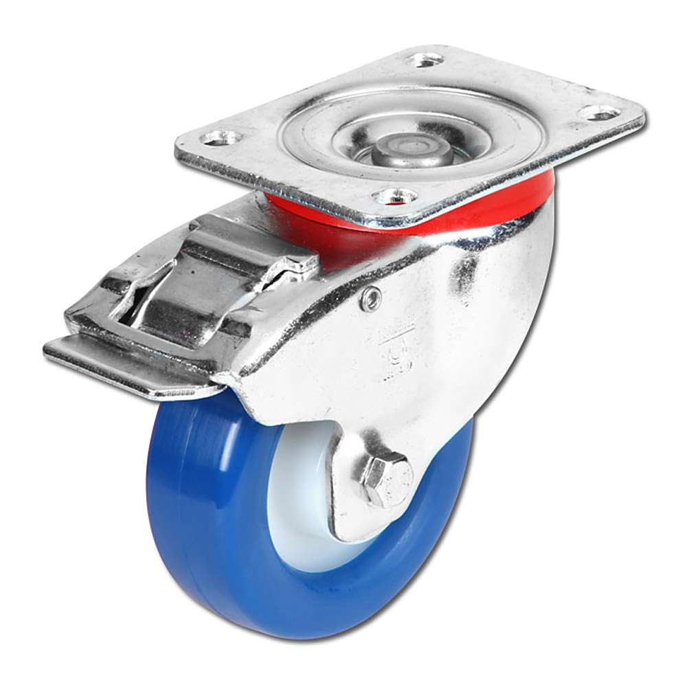 Castors - PA load capacity 150 - 500kg plate dimension - slide bearing - with brake - polyurethane wheels from Torwegge