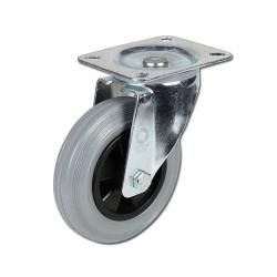Swivel castor - rubber wheel - roller bearing - wheel Ã˜ 80 to 200 mm - construction height 105 to 237 - load capacity 50 to 205 kg