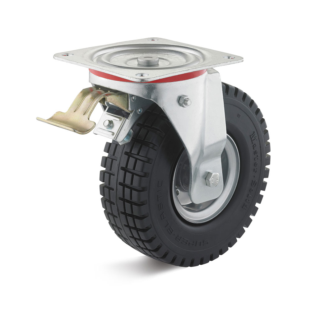 Heavy duty swivel castor - super elastic tires - wheel Ã˜ 250 mm - height 295 to 305 mm - load capacity 260 kg