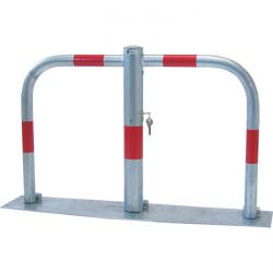 Steel-parking lot-blocking clip - reversible - for dowelling, with continuous ba