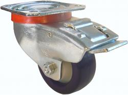 Drejeligt hjul med dobbelt stop - hjul Ø 80 til 250 mm - konstruktionshøjde 108 til 297 mm - bæreevne 130 til 500 kg