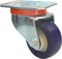 Roulette pivotante - en polyuréthane élastique - Ø de la roue 80 à 250 mm - hauteur totale 108 à 297 mm - capacité de charge 130 à 500 kg