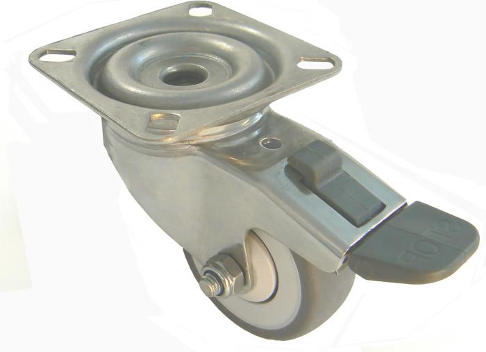 Zestaw kołowy skrętny do aparatu z podwójnym ogranicznikiem - Ř koła 50 do 100 mm - wysokość konstrukcyjna 69 do 135 mm - nośność 40 do 100 kg