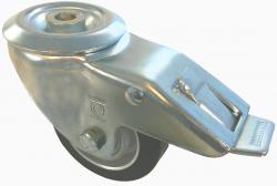 Roulette pivotante avec fixation à oeil - avec double frein - Ø de la roue 80 à 200 mm - hauteur totale 103 à 235 mm - capacité de charge 100 à 400 kg