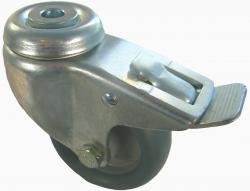 Roulette pivotante avec fixation à oeil - avec double frein - moyeu lisse - Ø de la roue 50 à 100 mm - hauteur totale 69 à 135 mm - capacité de charge 40 à 100 kg