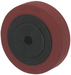 Gummihjul - varmebestandigt - med kugle- eller glidelejer - hjul Ã˜ 80 til 200 mm - bÃ¦reevne 40 til 150 kg
