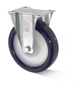 Fast hjul - elastisk polyuretanhjul - hjul Ø 80 til 250 mm - konstruktionshøjde 100 til 290 mm - bæreevne 130 til 400 kg