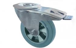 Apparatrulle - Aluminium - Kapasitet 200 - 400kg - senterhull - kulelager - Med bremse - styrbar - elastisk massiv gummihjul