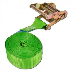Spännband - i ett stycke - bredd 50 mm - 500 daN - med spärrhake - längd 0,50 till 10,00 m - färg blå och grön