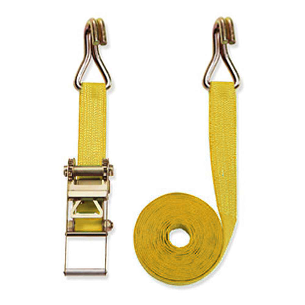 Lashing strap - tensile force 5000 daN - 75 mm wide - two parts - length 2,00 to 10,00 m - color red or yellow