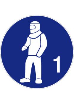 Mandatory sign "Wear full-body protective suit" - diameter 5-40 cm
