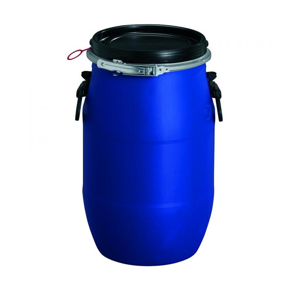 Fût Plastique 40 Litres à Col Large (Ø19cm) - Qualité Alimentaire - Avec Couvercle & Poignées - Bleu