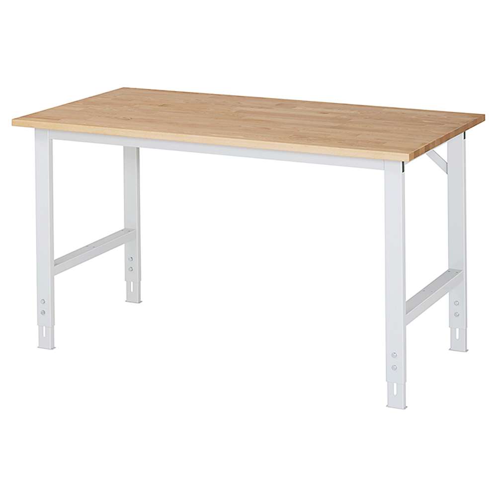 Arbeidsbordet med solid bøk plate - Kan justeres i høyden 760-1080 mm - dybde 800