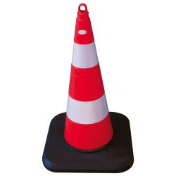 Cône de signalisation - TPE - rétroréfléchissant - pied lourd - 75 cm