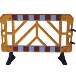 Barrier fence - yellow - 1000 x 1500 mm - plastic - price per piece - with red/white reflective foil on one side
