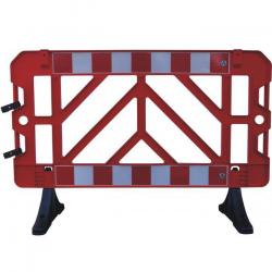 Clôture de barrière - rouge - 1000 x 1500 mm - plastique - prix par pièce - avec bande réfléchissante rouge/blanche d'un côté