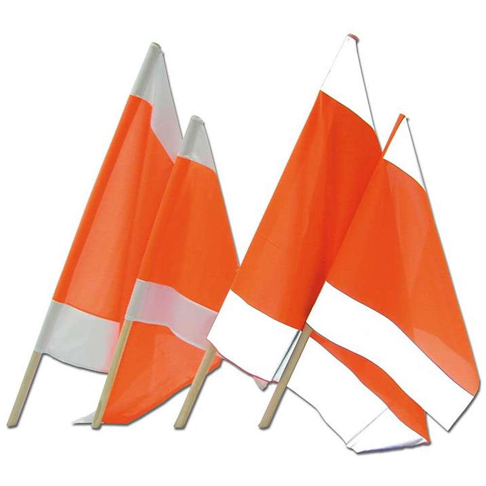 Warnflagge rot / weiß mit Holzstiel