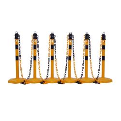 Chain pole set - 6 chain pillars - 5 x 3 m plastic chain - with se - height 1000