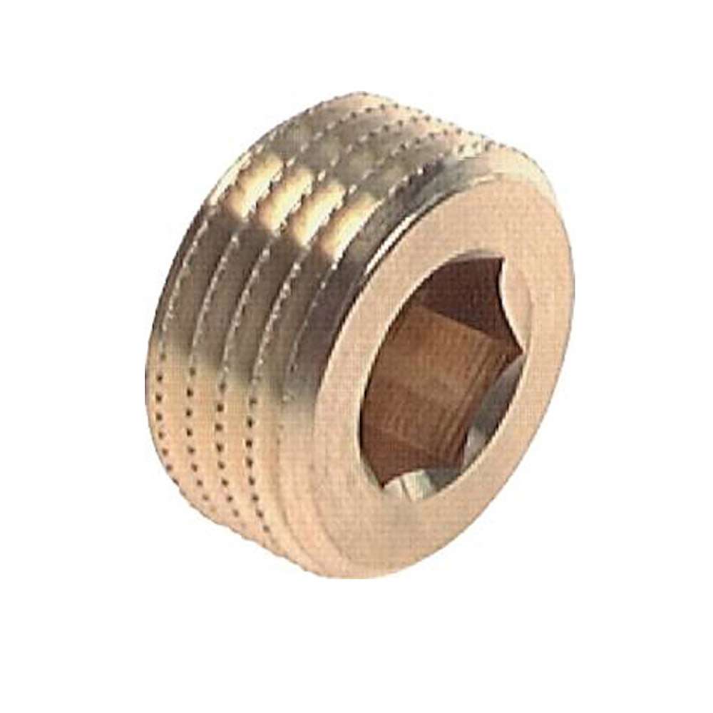 Sealing plug - brass - with hexagon socket - without collar - cyl. Thread M8 x 0.75 mm to G 1/2 "- PN 16