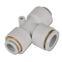 T-koppling KQ2T, 2x reducering - slang ytter-Ø: 2x 8 mm, 1x 10 mm - upp till 10 bar - PBT-kropp med POM-klämning och tryckring