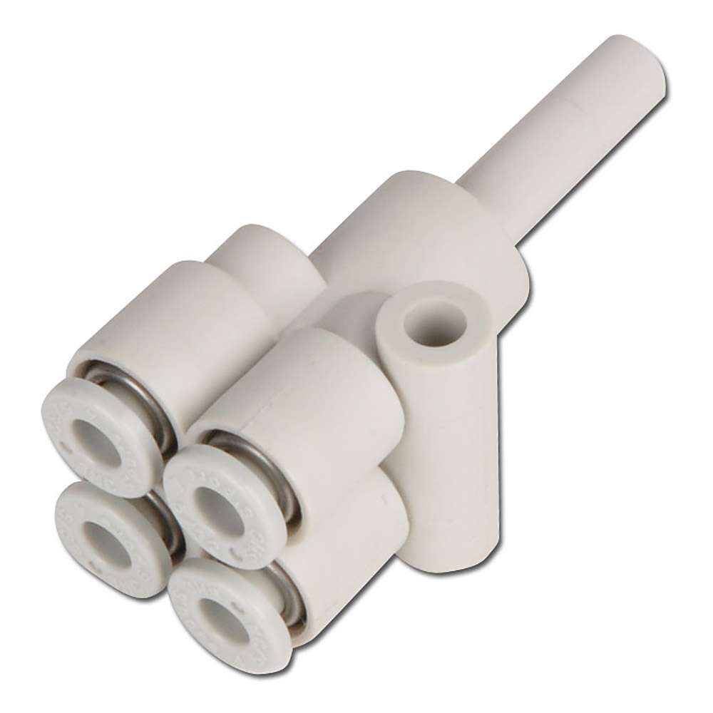 Connecteur KQ2X en Y-  pour 4 tuyaux de Ø 4-8mm (4 réduits)