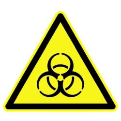 Restposten - Warn-Schild - "Warnung vor Biogefährdung" - Schenkellänge 100 mm - PVC-Folie selbstklebend - nach DIN 67510