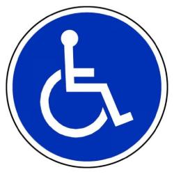 Restposten - Gebots-Zeichen - "Internationales Kennzeichen für Rollstuhlfahrer" - Durchmesser 100 mm - Erkennungsweite 10