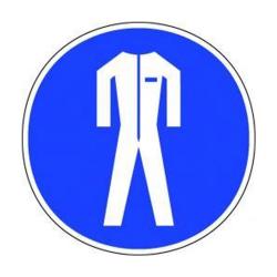 Restposten - Gebots-Schild - "Schutzkleidung tragen" - Ø 100 mm - langnachleuchtend - nach DIN 67510