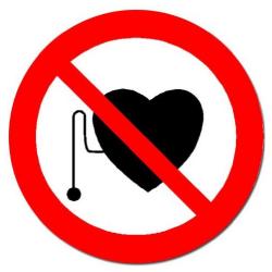 Restposten - Verbots-Schild - "Verbot für Personen mit Herzschrittmacher" - Ø 100 mm - PVC-Folie selbstklebend - nach DIN 67510