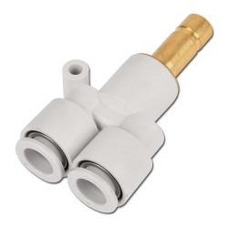 Einsteckverbindung Y, KQ2U - Steckanschluss Ø 8 mm - Schlauchanschluss 2x Ø 8 mm - bis 10 bar - PBT Körper mit POM Dichtung