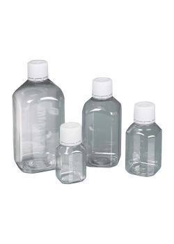 Laboratorieflaske PET-steril - krystallklar - med gradering og manipulasjonssikker lukking - innhold 125 til 1000 ml - forskjellige versjoner