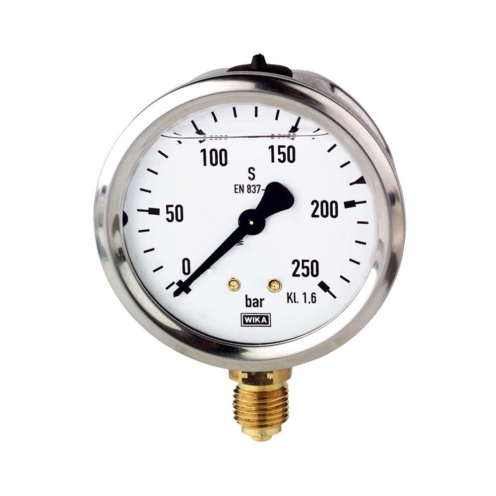 Glycerine pressure gauge - CrNi steel housing - Ø 63 or 100 - G 1/4" or G 1/2" - radial bottom connection - grade 1.0 or 1.6 - various measuring ranges