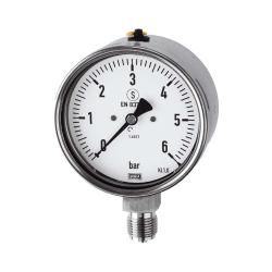 Manometer - Ø 63 eller 100 - G 1/4" eller G 1/2" - radiell anslutning i botten - typ 232.30 - kvalitetsklass 1.0 eller 1.6 - olika mätområden