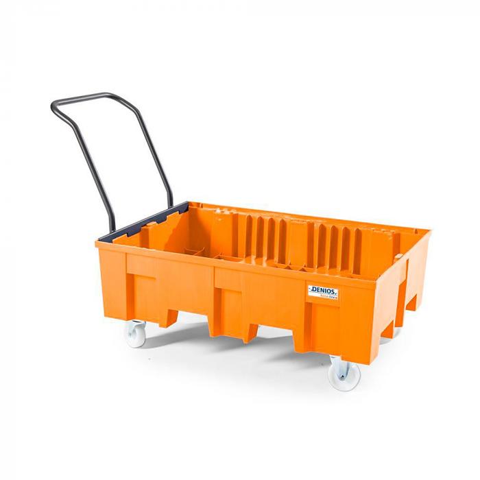 Collection tray base-line - polyethylene (PE) - 865 x 1245 x 1060 - mobile - for 1 or 2 barrels