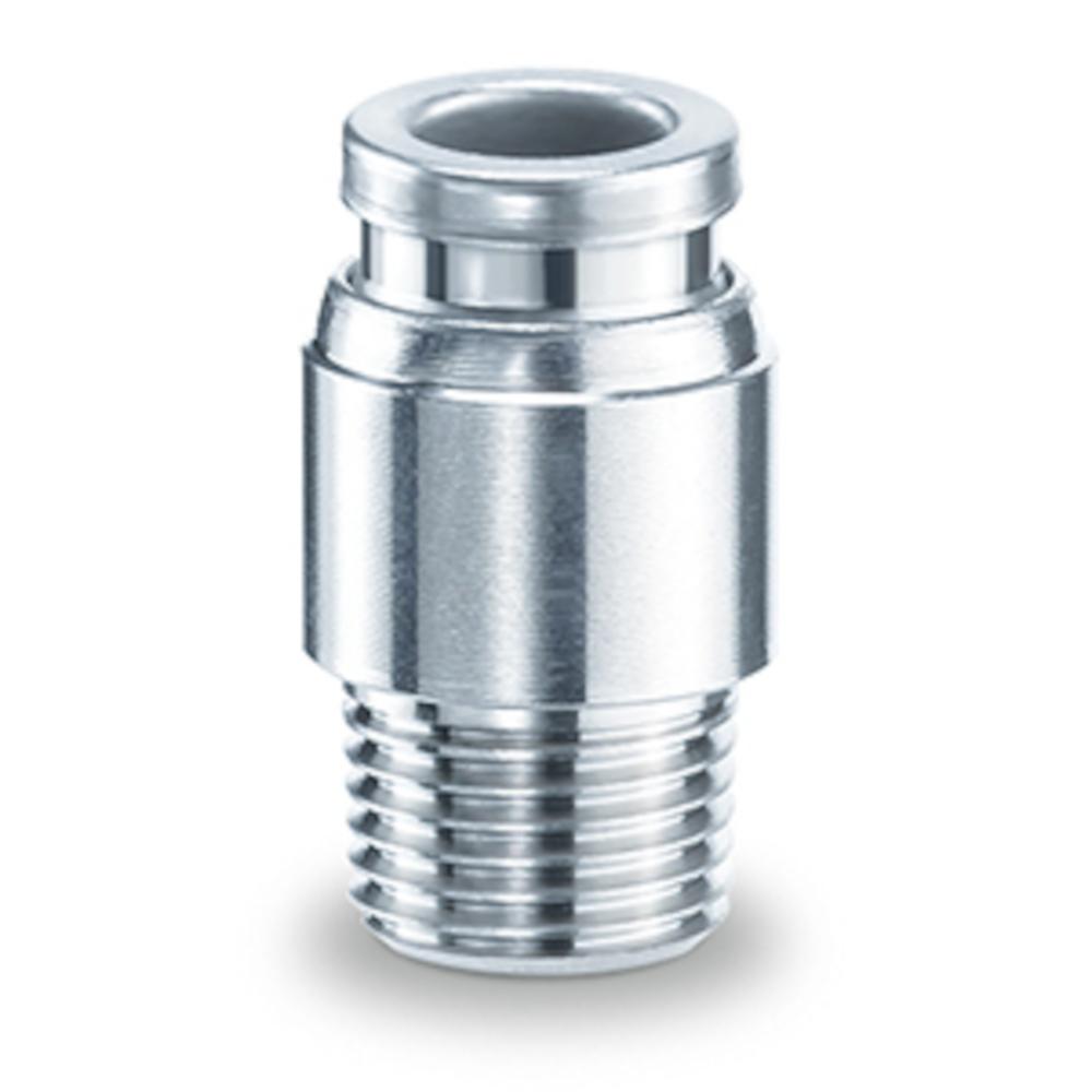 Racor recto con hexágono interior KQB2S - latón/acero inoxidable - conforme con la FDA - diámetro exterior de la manguera de 3,2 a 6 mm - rosca exterior M5 - precio por unidad