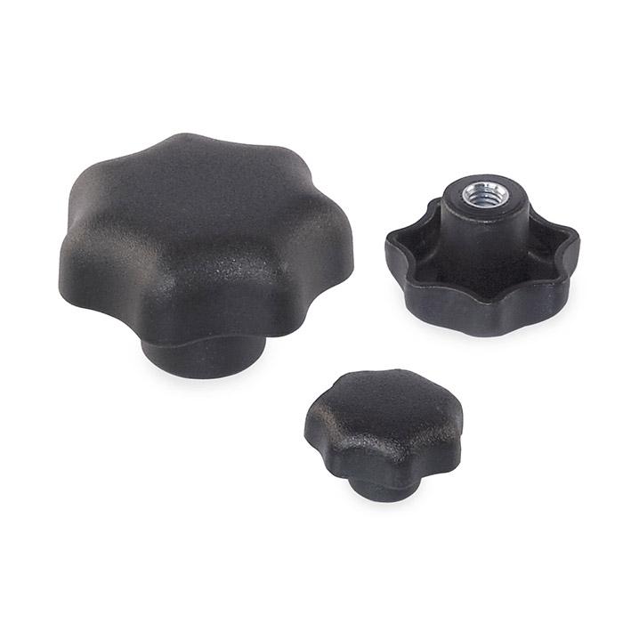 Sterngriff nuts - similar. DIN 6336 - with through thread - Ø 32, 40 and 50 mm - M 6, M 8 and M 10