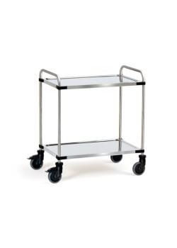 Stainless steel trolley - with tubular push handle and 2 floors