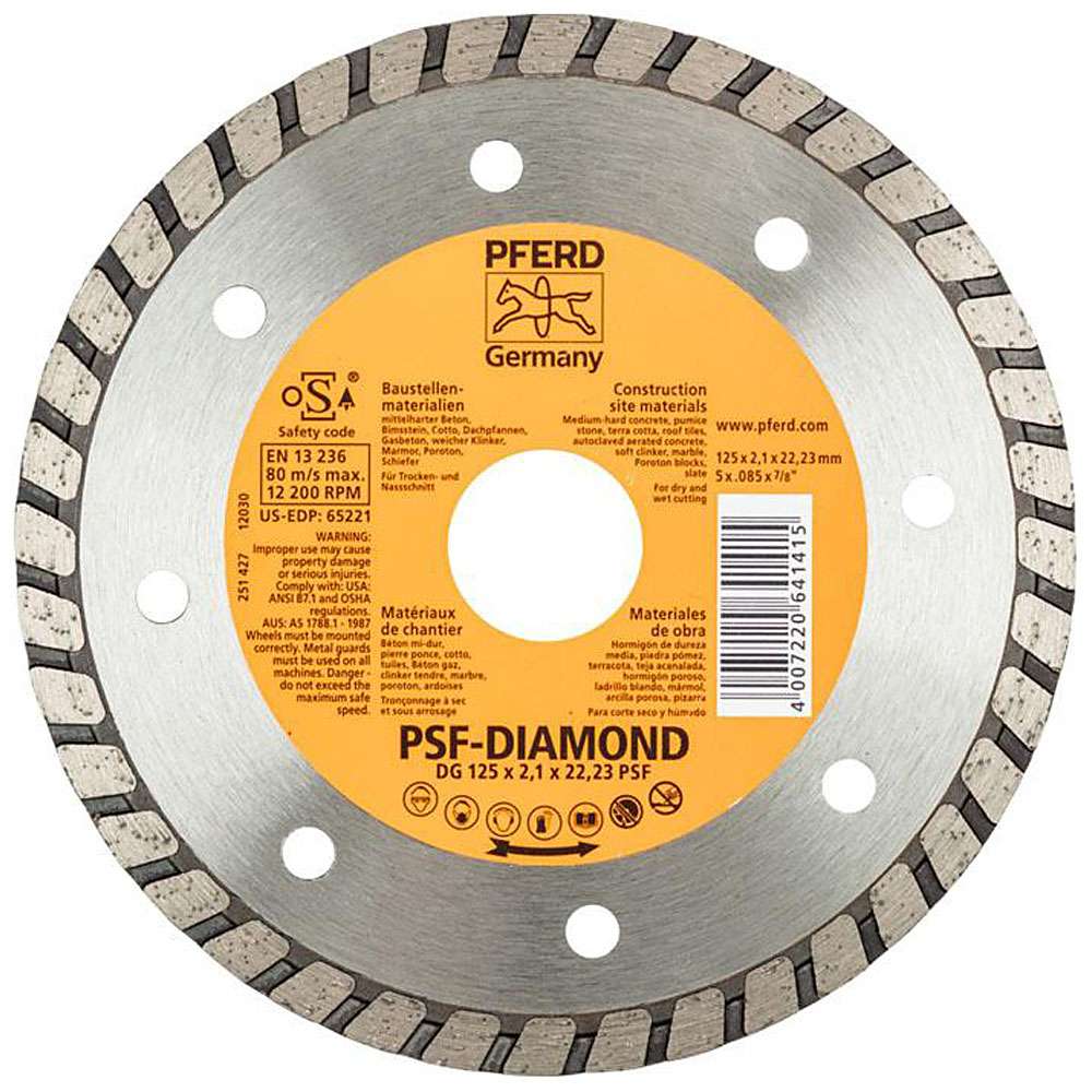Diamanttrennscheibe - PFERD - Baustellenausführung - Scheiben-Ø 125 und 178 mm - Preis per Stück