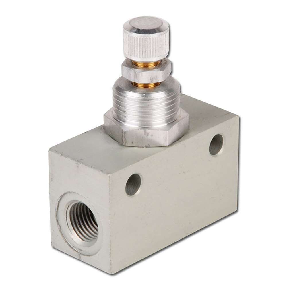 Throttle valve - steel/MS - up to 2000l/min - G 1/8" to 1/2" - aluminum housing - with F